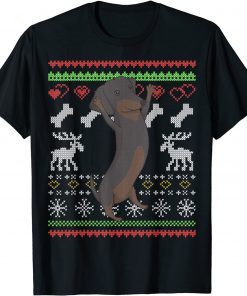 2021 Dachshund Dog Santa Claus Ugly Christmas Pattern X-Mas T-Shirt