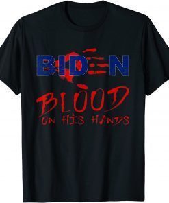 Classic joe biden hand spring blood on his hands -bring trump back 2021 T-Shirt