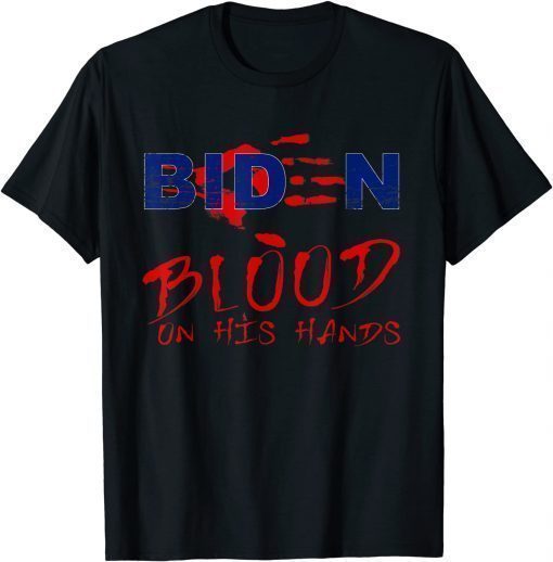 Classic joe biden hand spring blood on his hands -bring trump back 2021 T-Shirt