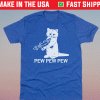 Cat Pew Pew Pew Blue Shirt