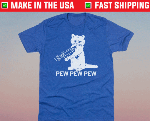 Cat Pew Pew Pew Blue Shirt