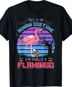 This Is My Human Costume I'm Really A Flamingo Halloween Shirt