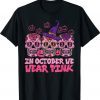 In October We Wear Pink Sugar Skull Halloween Breast Cancer Shirt