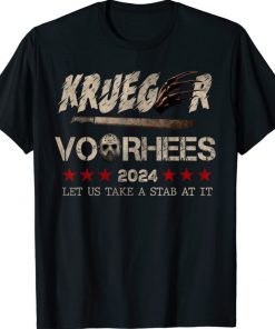 2024 Let Us Take a Stab At It Halloween Krueger Voorhees Shirt