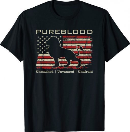 Pureblood Movement #Pureblood Medical Freedom Lion USA Flag Shirt