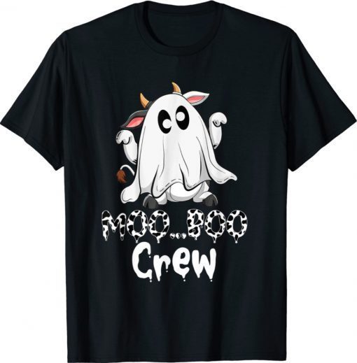 Moo Boo Crew Halloween Costume Boo Ghost Cow Farmer Shirt