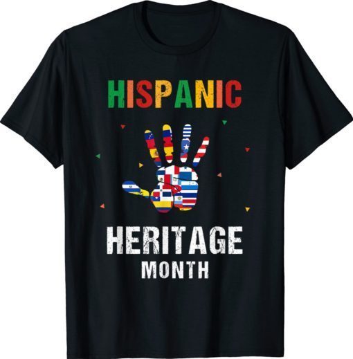 Hispanic Heritage Month Hands Latino Country Flags Shirt