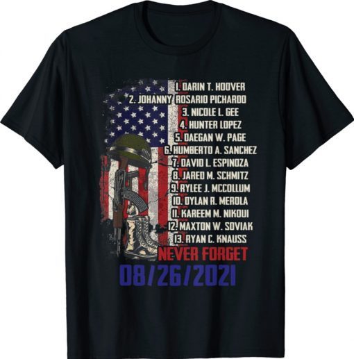 Never Forget Of Fallen Soldiers 13 Heroes Name 08-26-2021 Shirt