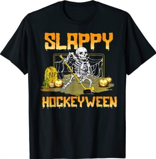 Hockey Slappy Hockeyween Skeleton Halloween Costume Shirt