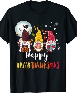 Official Halloween Merry Christmas Happy Hallothanksmas Gnomes Lover T-Shirt