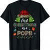 Official First Christmas As A Pops Santa Hat Leopard Plaid T-Shirt