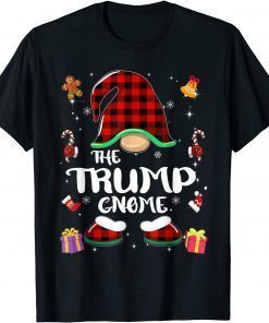 2021 Trump Gnome Buffalo Plaid Red Matching Family Christmas Funny TShirt