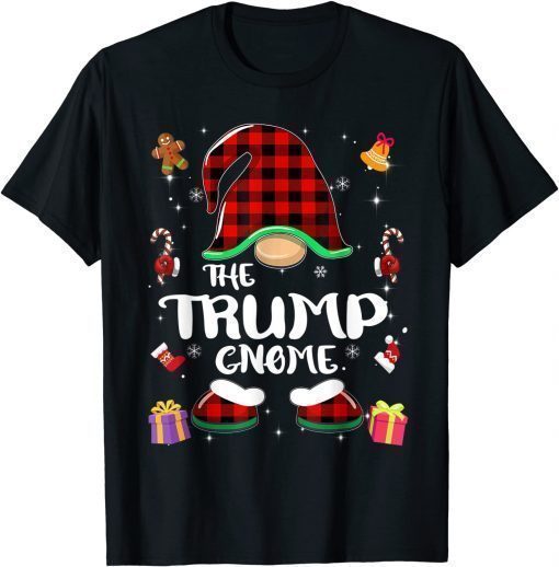 2021 Trump Gnome Buffalo Plaid Red Matching Family Christmas Funny TShirt