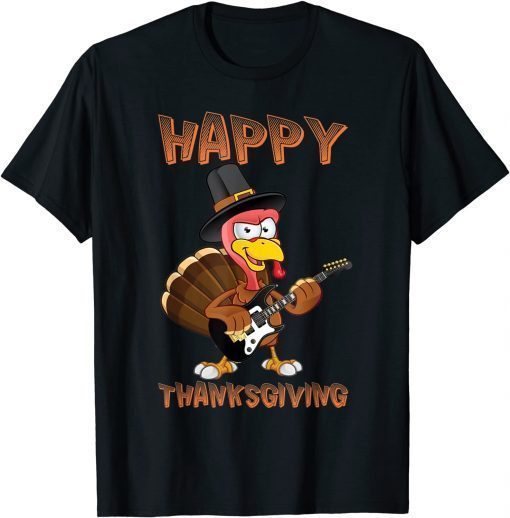 happy thanksgiving turkey guitar musician Gift Shirts