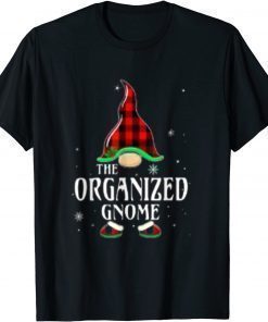 2021 Organized Gnome Buffalo Plaid Matching Family Christmas T-Shirt