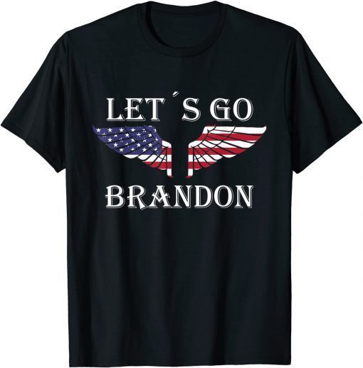 Let´s Go Brandon American Flag US Angel Wings Unisex T-Shirt