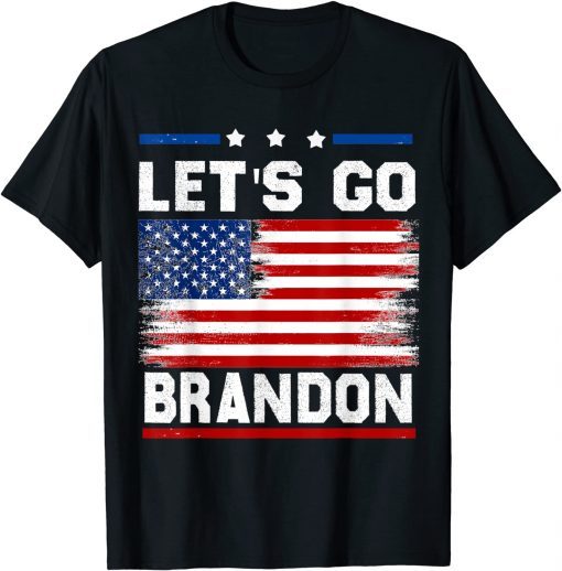 Classic Let's Go Brandon Conservative Anti Liberal US Flag T-Shirt