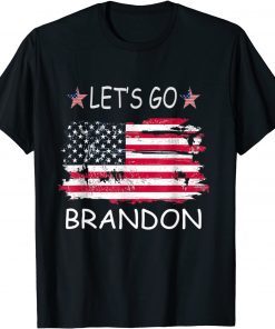 Anti Biden Let's Go Brandon Tee Conservative Anti Liberal US Flag T-Shirt