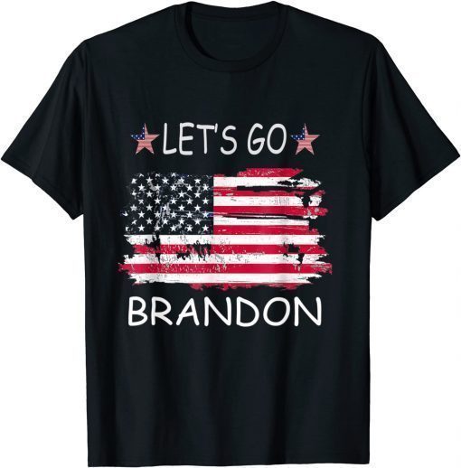 Anti Biden Let's Go Brandon Tee Conservative Anti Liberal US Flag T-Shirt