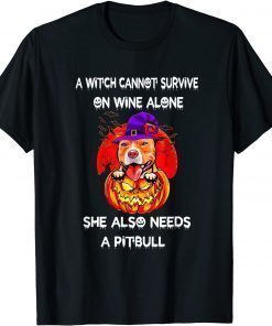 Pitbull Witch Pumpkin Halloween Gift TShirt
