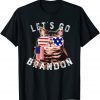2021 Vintage Cat US Flag Let's go Brandon Impeach 46 T-Shirt