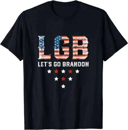 Funny Vintage Retro LGB Let's Go Brandon Anti Biden Chant USA Flag T-Shirt