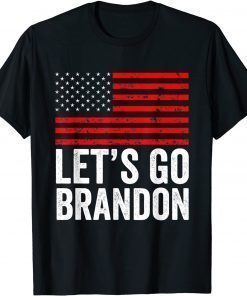 Let's Go, Let's Go Brandon Let's Go Brandon Joe Biden Red Distressed US Flag Vintage T-Shirt