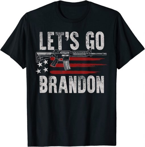 T-Shirt Gun Vintage Old American Flag Funny Biden Let's Go Brandon