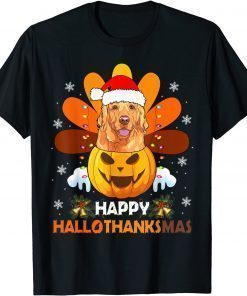 Classic Golden Retriever Turkey Hallothankmas Thanksgiving Xmas T-Shirt