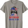 T-Shirt Anti Biden Social Club Messy Bun Sunglasses US Flag