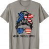 T-Shirt Bare Shelves Biden Women Face Messy Bun Flag