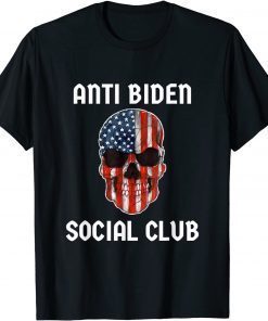 T-Shirt Anti Biden Social Club with American Flag Skull