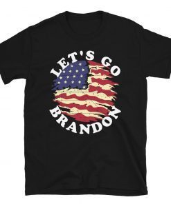 Let's Go Brandon American Burning Flag white, FJB Chant Gift Tee Shirt
