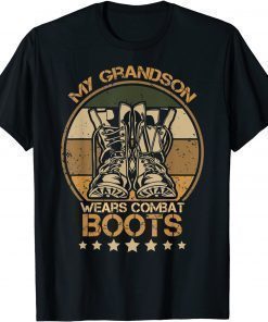 Funny My Daughter Wears Combat Boots Proud Military Retro Grandpa T-Shirt