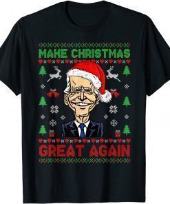 T-Shirt Make Christmas Great Again Funny Joe Biden Santa Hat Knitted