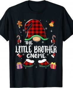 Classic Little Brother Gnome Buffalo Plaid Red Matching Family TShirt