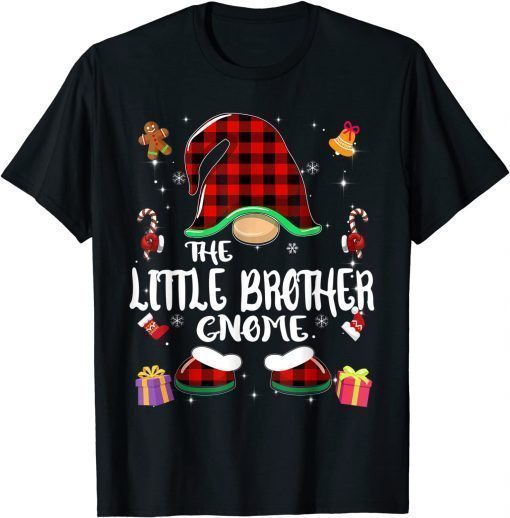 Classic Little Brother Gnome Buffalo Plaid Red Matching Family TShirt