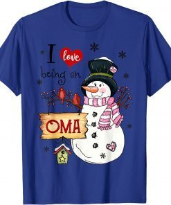 2021 Grandma I love Being A Oma Snowman Christmas Xmas Gift Shirts
