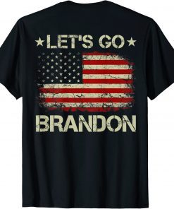 Impeach 46 Let's Go Brandon Vintage American Flag Patriotic on back T-Shirt