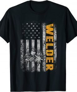 Official Mens Patriotic Welder For Men Funny Welding American Flag T-Shirt