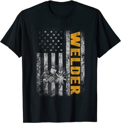Official Mens Patriotic Welder For Men Funny Welding American Flag T-Shirt
