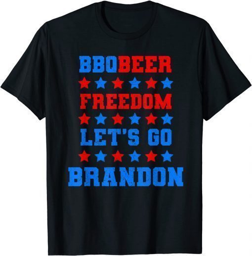 T-Shirt BBQ Beer Freedom Let's Go Brandon 2021 Funny Retro