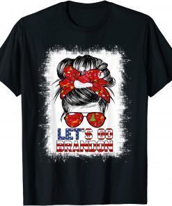 Official Let’s Go Brandon Messy Bun Girl Christmas Biden Xmas Flag T-Shirt