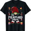 Mermaid Gnome Buffalo Plaid Red Matching Family Christmas TShirt