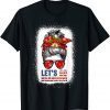 Let’s Go Brandon Messy Bun Girl Christmas Biden US Flag Xmas Gift TShirt