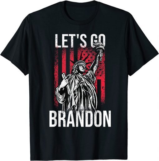 2021 Let's Go Brandon ,FJB Chant Biden Conservative Anti Liberal US Flag T-Shirt