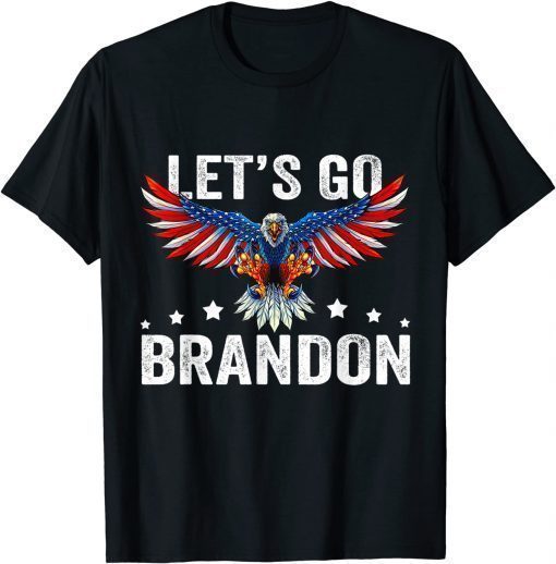 2021 Let's Go Brandon US Eagle Flag Joe 46 Chant Retro Vintage T-Shirt