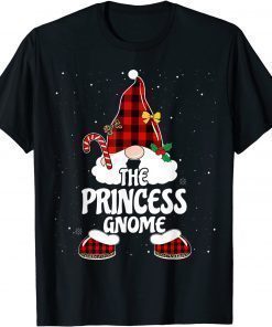 2021 Princess Gnome Buffalo Plaid Matching Family Christmas Funny T-Shirt