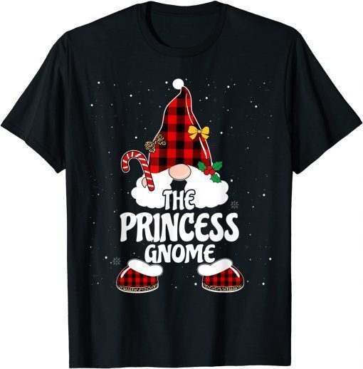 2021 Princess Gnome Buffalo Plaid Matching Family Christmas Funny T-Shirt