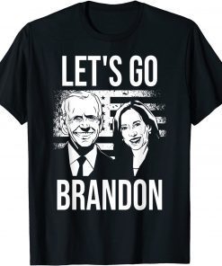 FJB Chant Let's Go Brandon Biden Conservative Anti Liberal US Flag Funny Tee Shirts